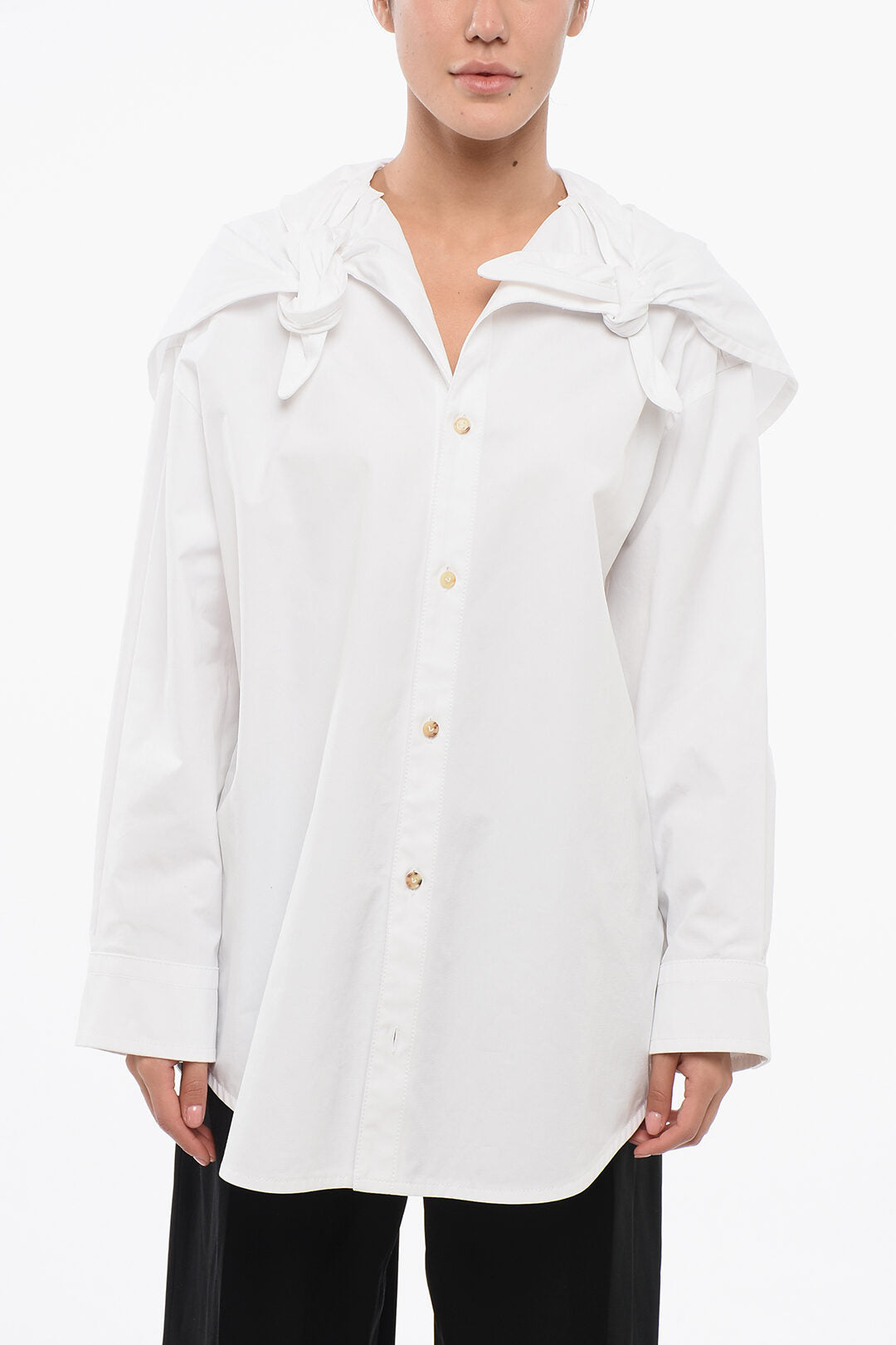 Bottega Veneta Oversized Shirt with Tied Detailing White