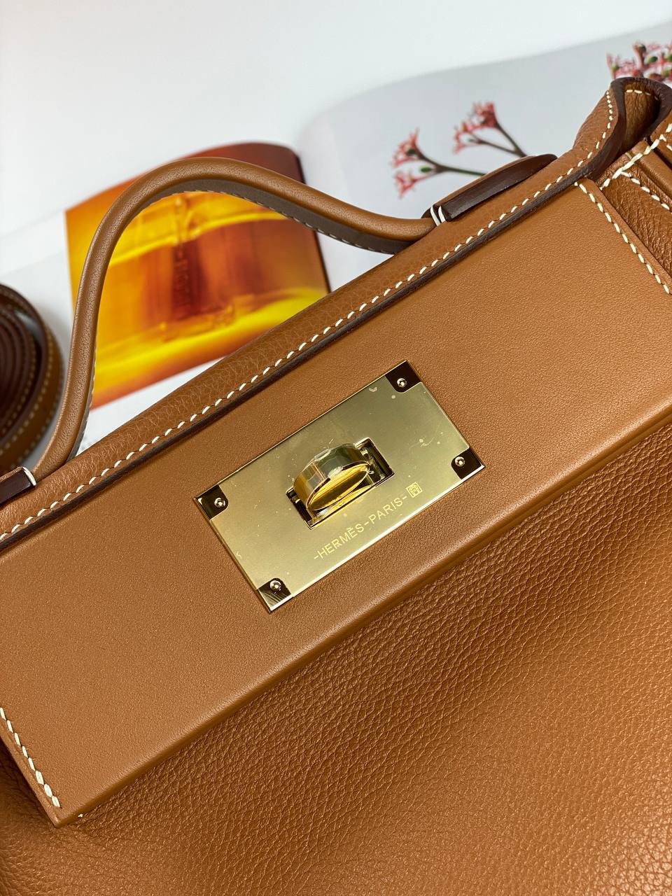 Hermes 24/24 Bag Evercolor with Swift 21 brown Gold Hardware