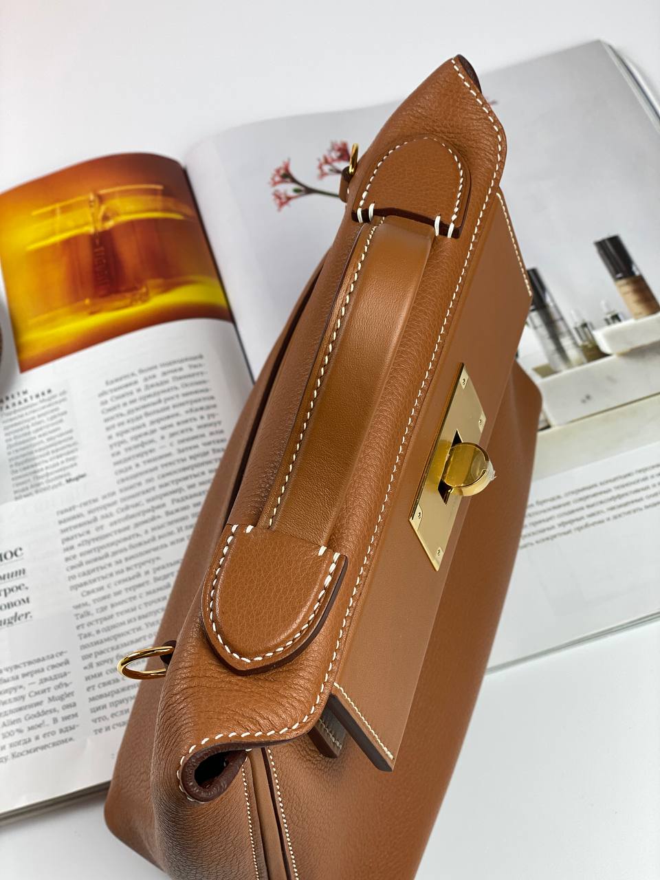 Hermes 24/24 Bag Evercolor with Swift 21 brown Gold Hardware