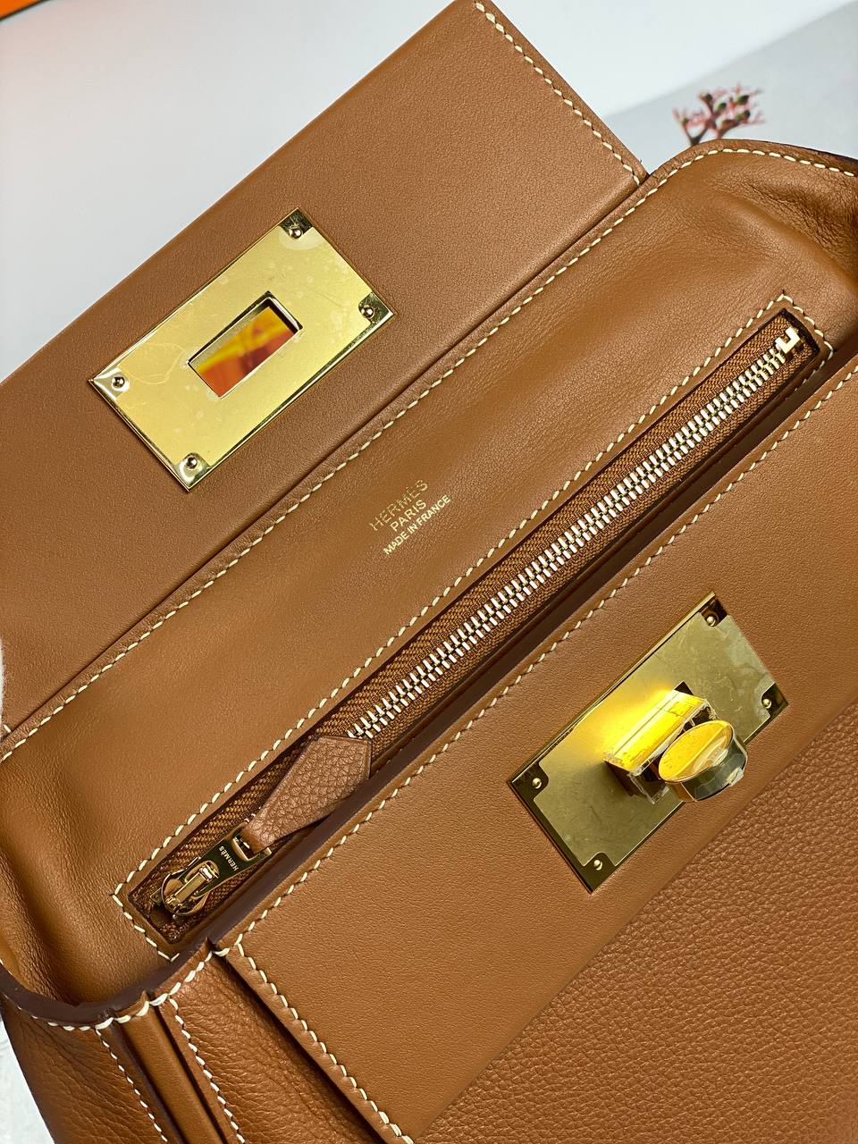 Hermes 24/24 Bag Evercolor with Swift 21 brown Gold Hardware
