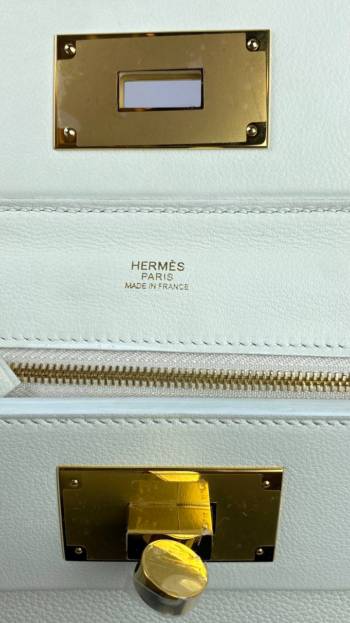 Hermes 24/24 Bag Evercolor with Swift 21 white Gold Hardware