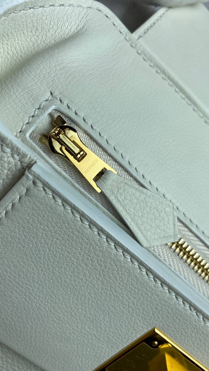 Hermes 24/24 Bag Evercolor with Swift 21 white Gold Hardware