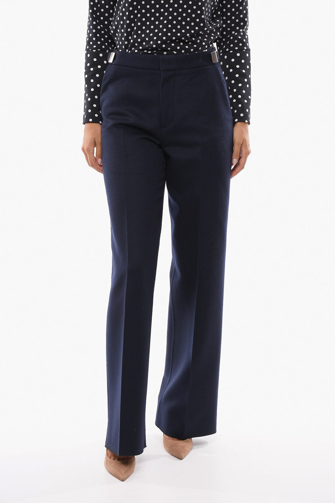 Bottega Veneta Regular Fit Wool Pants Blue