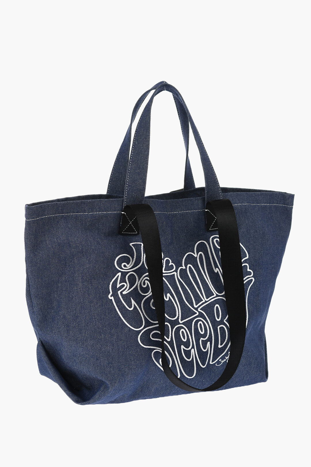 Chloe SEE BY Denim Tote Bag with Embossed Embroidery