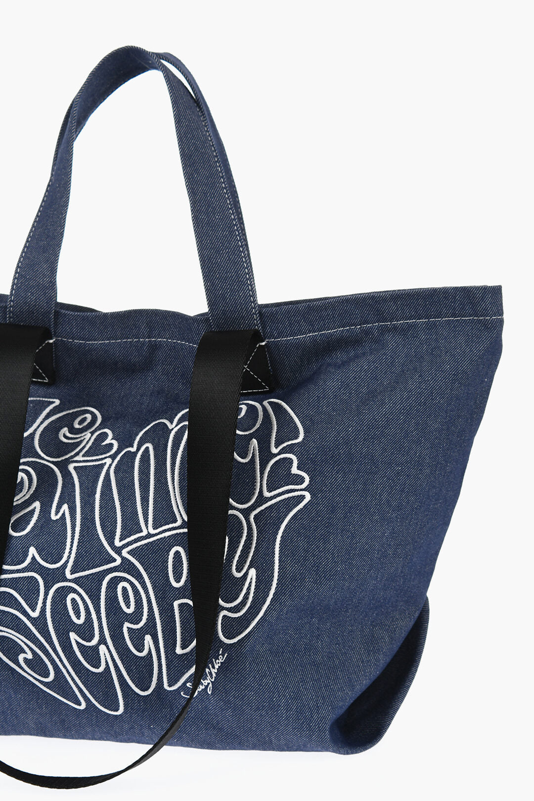 Chloe SEE BY Denim Tote Bag with Embossed Embroidery