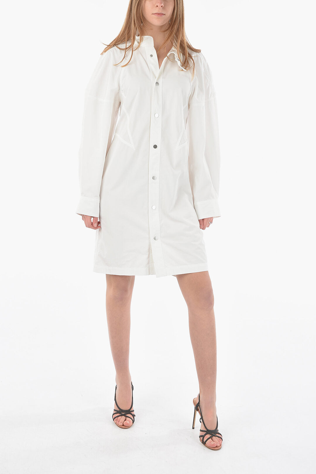 Bottega Veneta Snap Button COMPACT Shirt Dress White