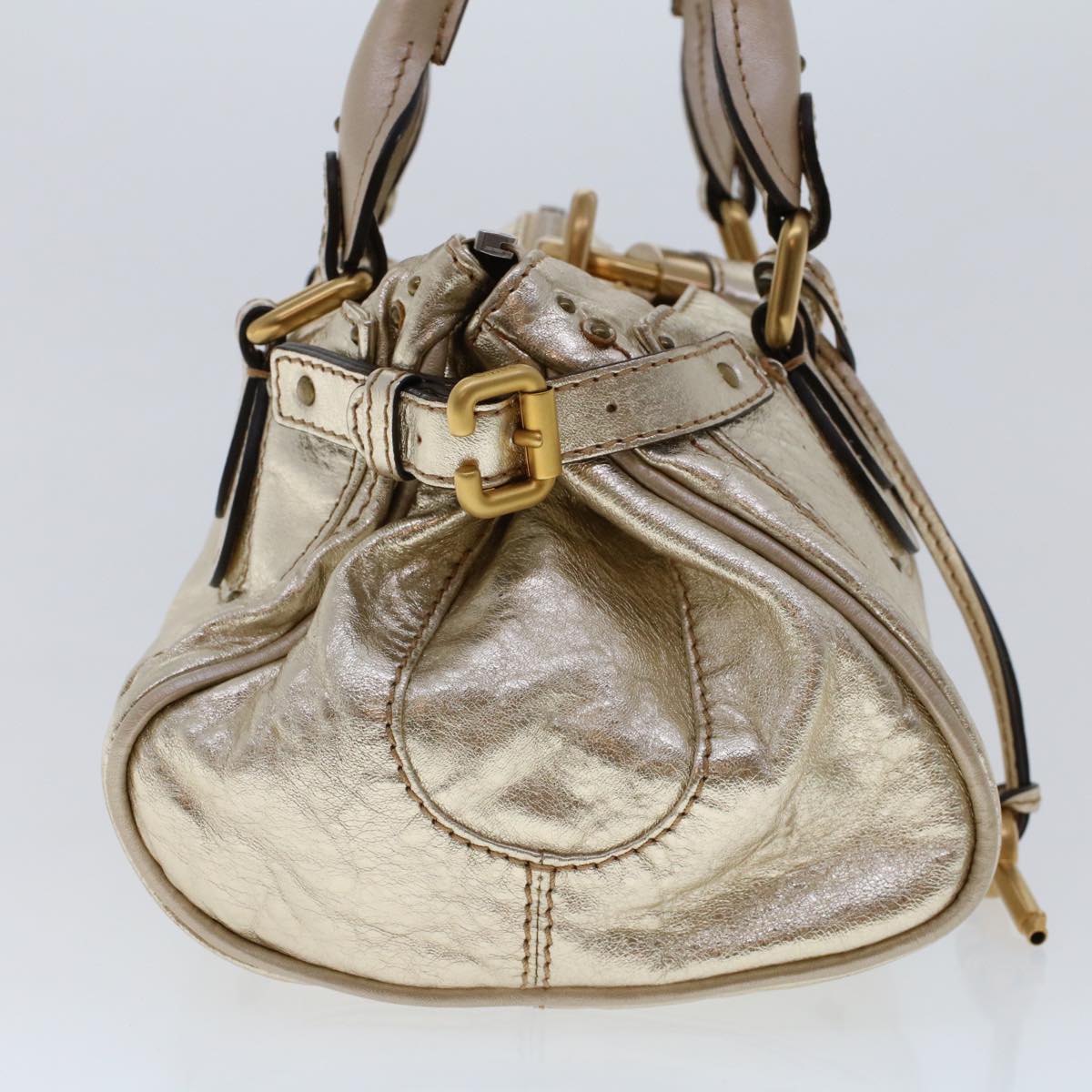 Chloe Paddington Hand Bag Leather Gold Tone tb711