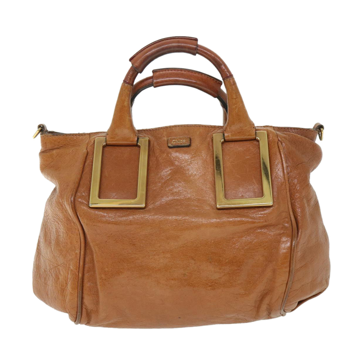 Chloe Etel Hand Bag Leather 2way Brown 03-10-50 th4093