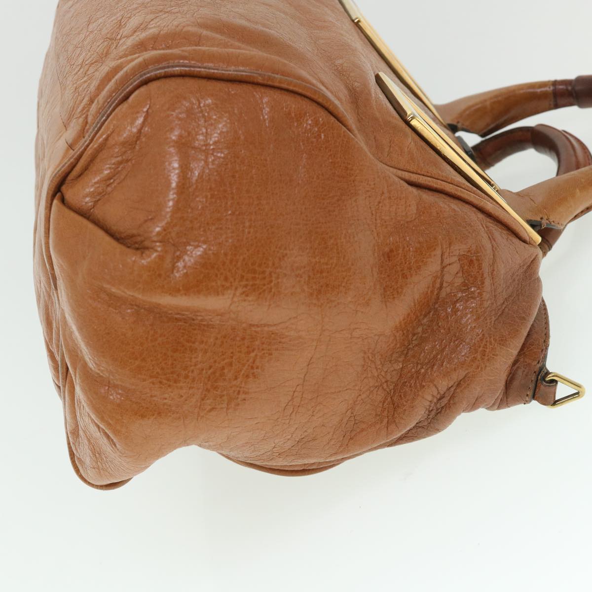 Chloe Etel Hand Bag Leather 2way Brown 03-10-50 th4093