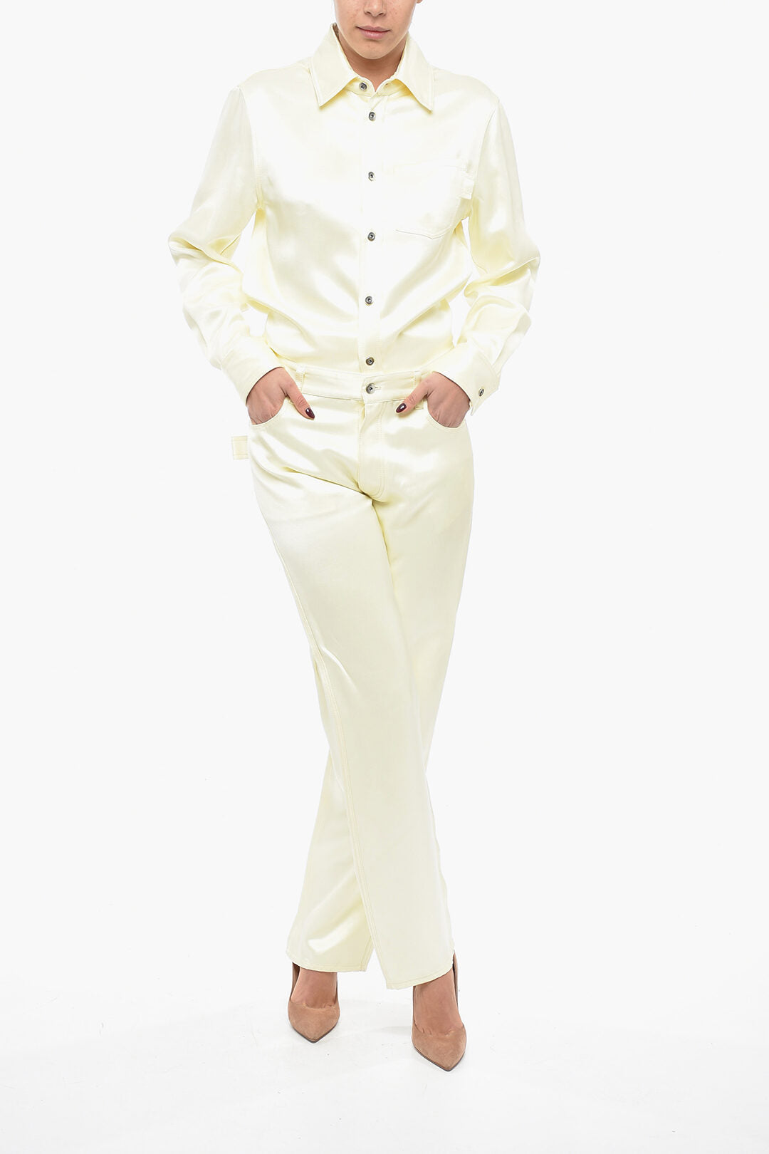 Bottega Veneta Viscose and Silk Blend Pants with Loose Fit