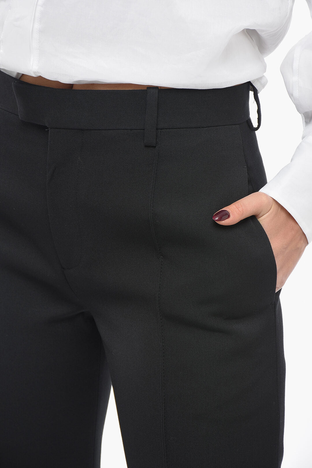Bottega Veneta Wool Front-pleated Pants with Curved Design