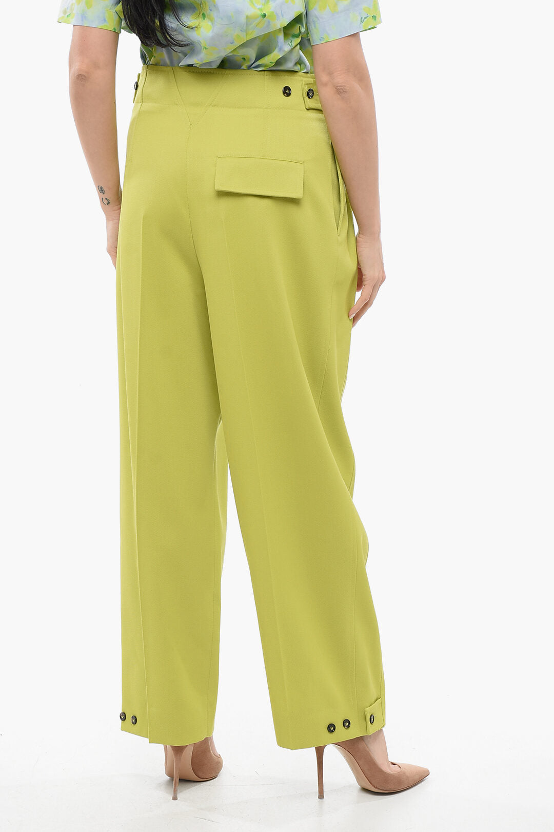 Bottega Veneta Wool Pleated Palazzo Pants