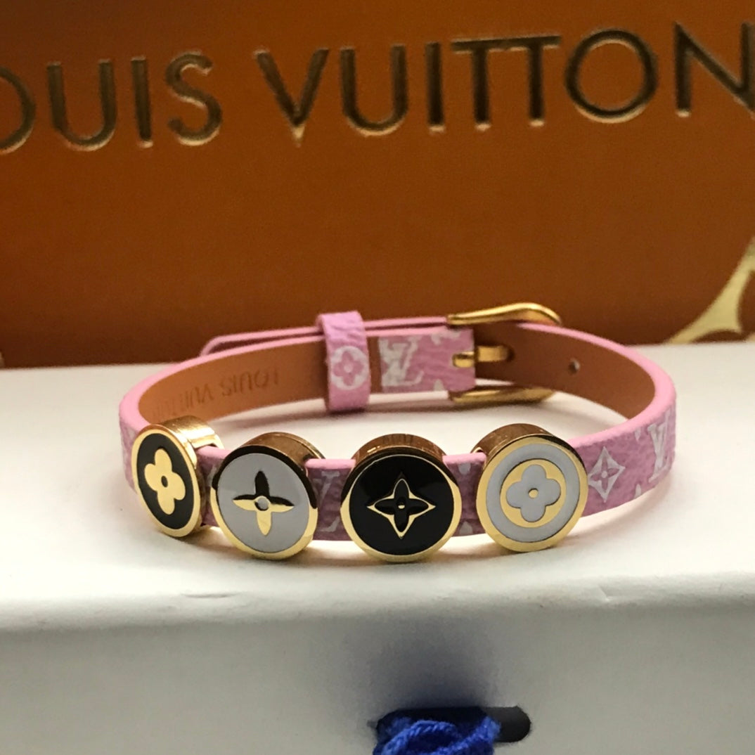 Louis Vuitton LEATHER ROPE 4 MOTIFS GOLD BRACELET