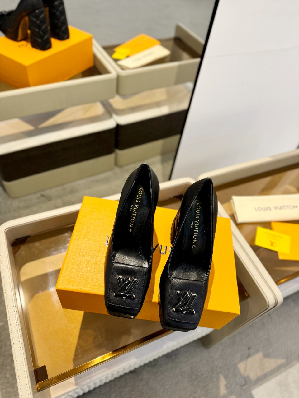 Louis Vuitton Shake Pump 120mm Plain Black Cowhide