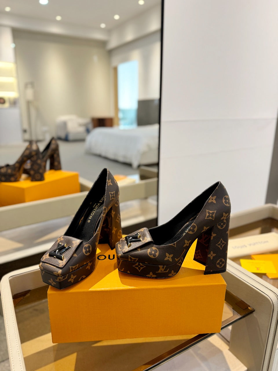 Louis Vuitton Shake Pump 120mm Dark Brown Monogram Cowhide