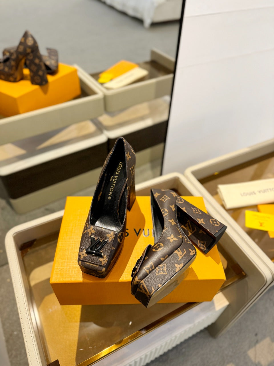 Louis Vuitton Shake Pump 120mm Dark Brown Monogram Cowhide