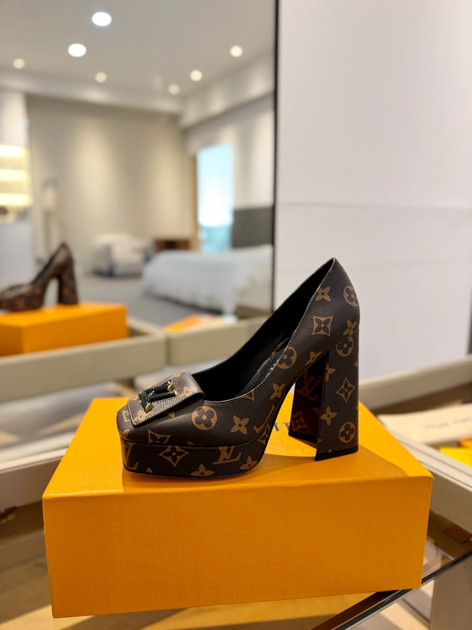 Louis Vuitton Shake Pump 120mm Dark Brown Monogram Cowhide