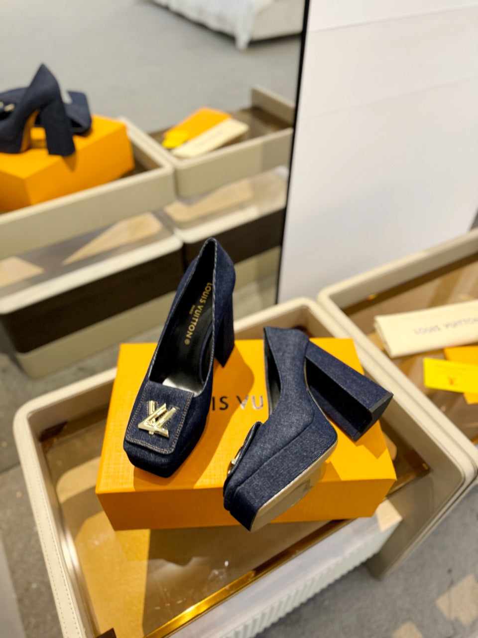 Louis Vuitton Shake Pump 120mm Dark Blue Fabric Denim