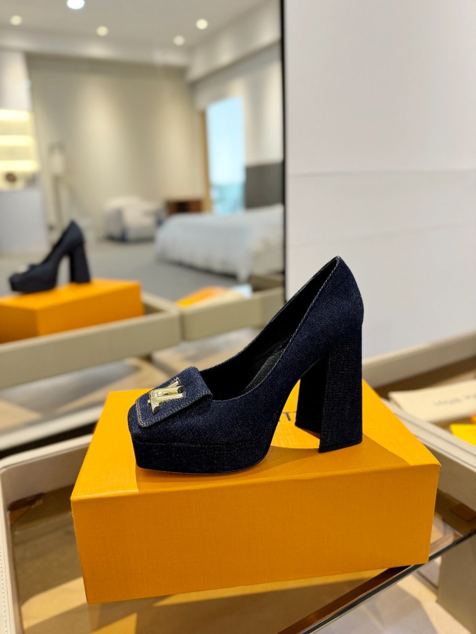 Louis Vuitton Shake Pump 120mm Dark Blue Fabric Denim