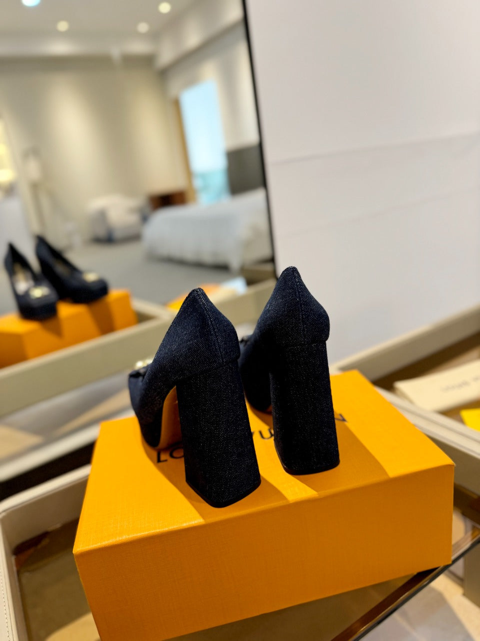 Louis Vuitton Shake Pump 120mm Dark Blue Fabric Denim