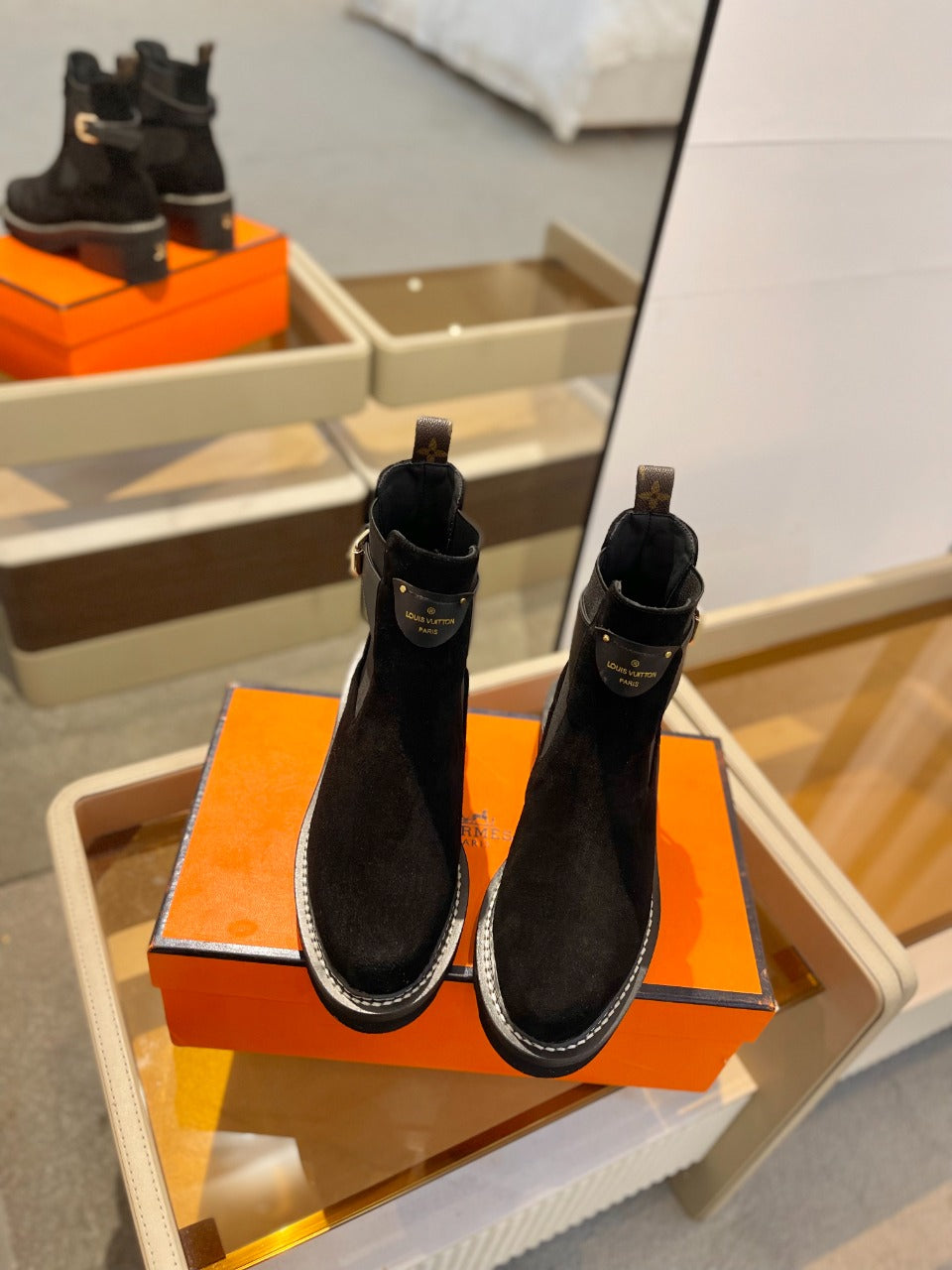 Louis Vuitton Beaubourg Ankle Boot 100mm Black Suede