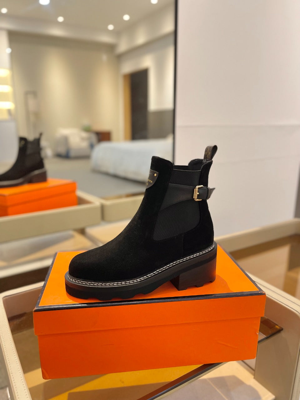 Louis Vuitton Beaubourg Ankle Boot 100mm Black Suede