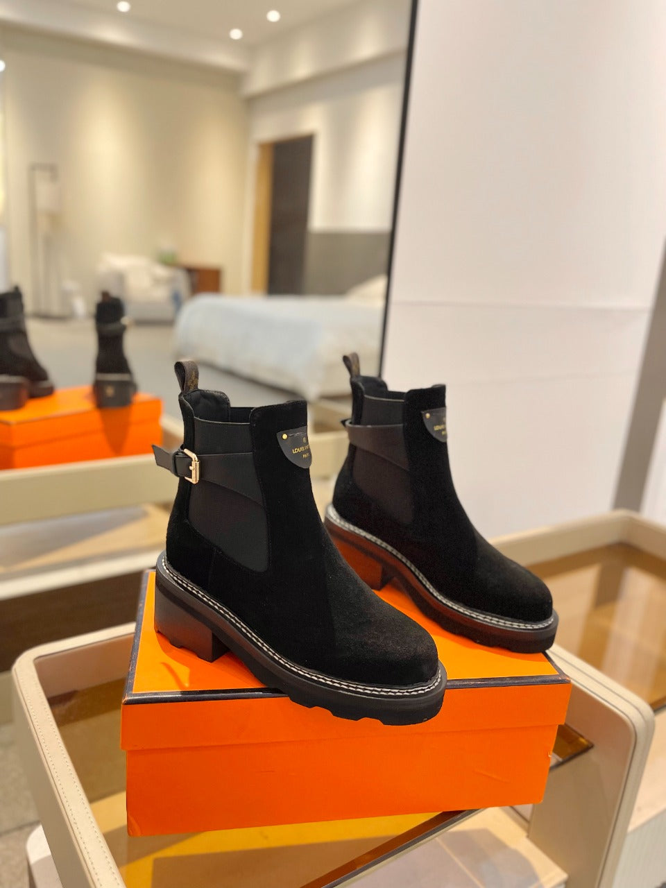 Louis Vuitton Beaubourg Ankle Boot 100mm Black Suede
