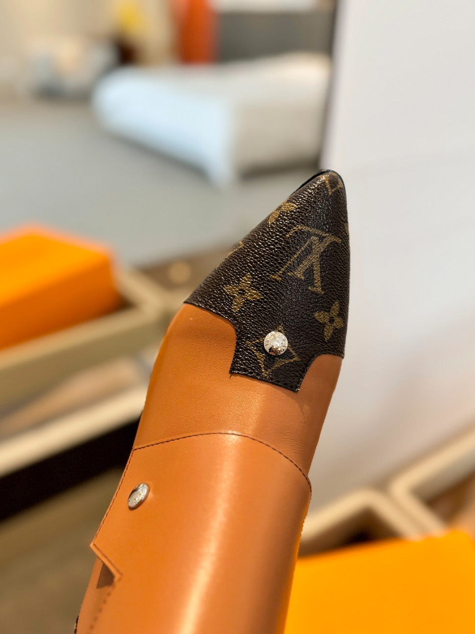 Louis Vuitton Trinity Ankle Boot 75mm Orange Brown Monogram Calfskin