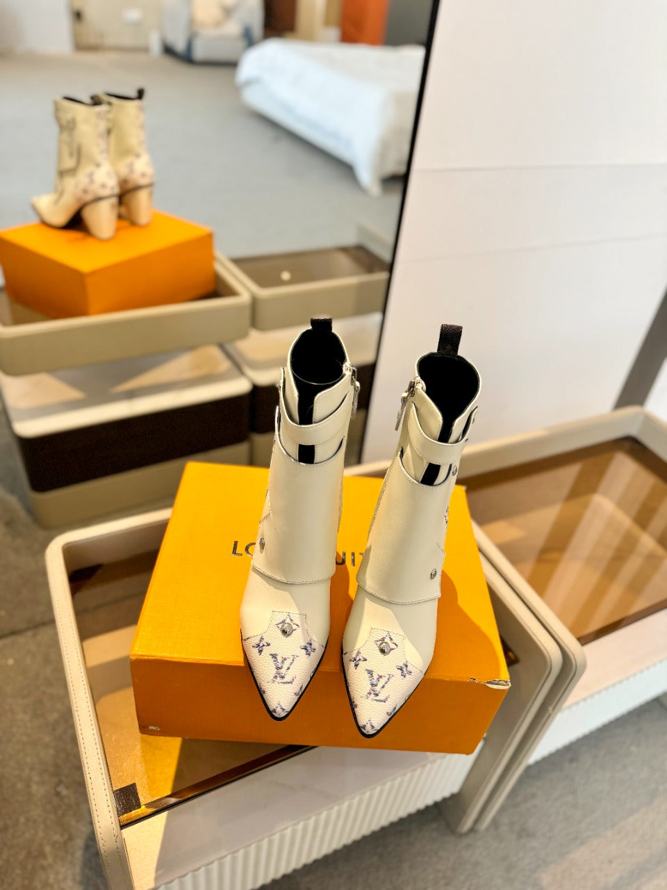 Louis Vuitton Trinity Ankle Boot 75mm White Monogram Calfskin