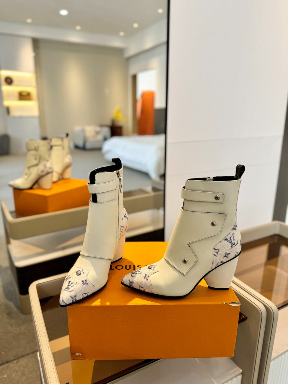 Louis Vuitton Trinity Ankle Boot 75mm White Monogram Calfskin