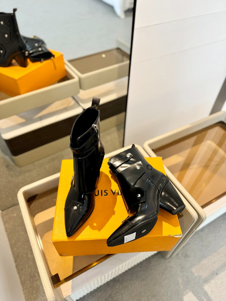 Louis Vuitton Trinity Ankle Boot 75mm Glossy Black Calfskin