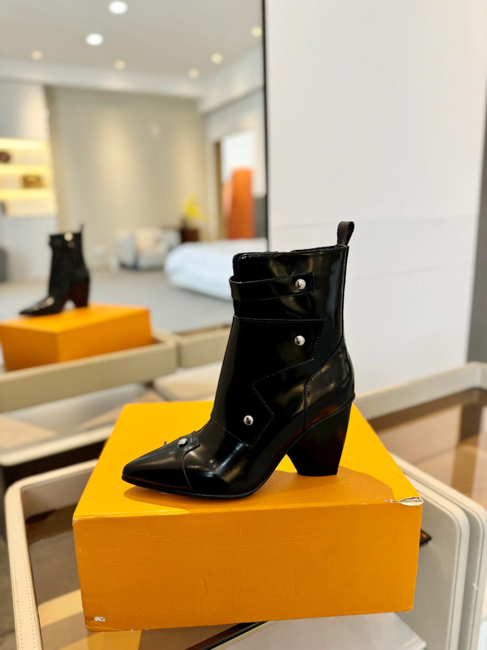 Louis Vuitton Trinity Ankle Boot 75mm Glossy Black Calfskin