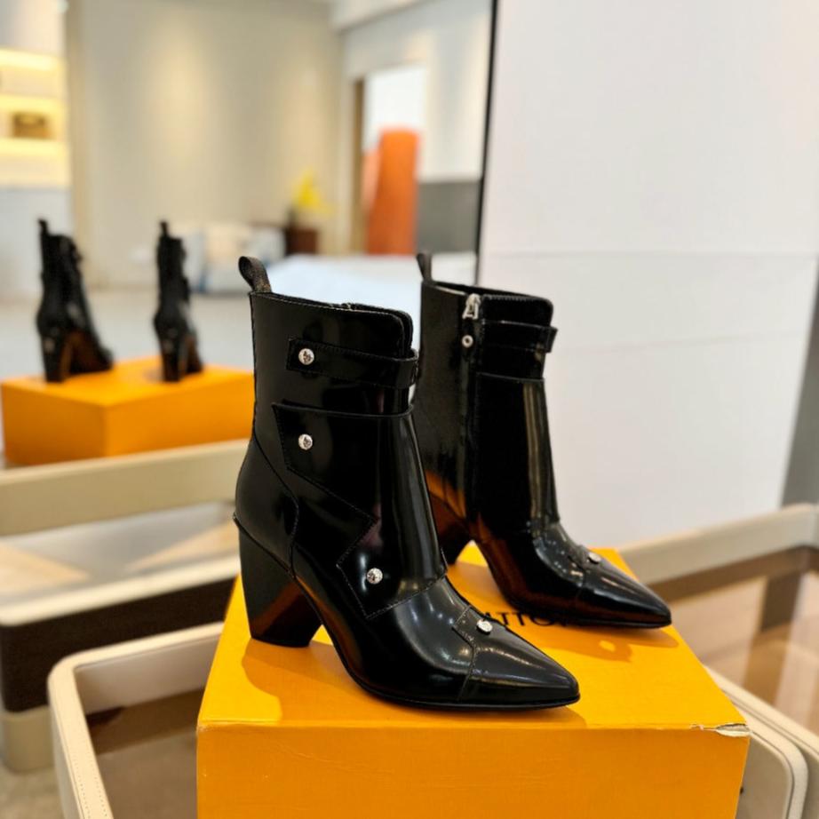 Louis Vuitton Trinity Ankle Boot 75mm Glossy Black Calfskin