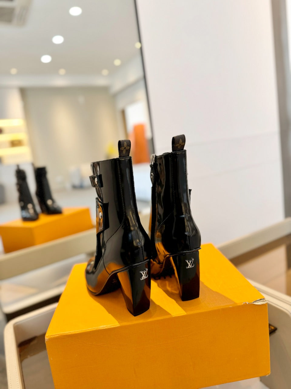 Louis Vuitton Trinity Ankle Boot 75mm Glossy Black Calfskin