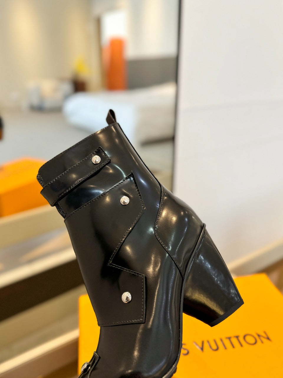 Louis Vuitton Trinity Ankle Boot 75mm Glossy Black Calfskin