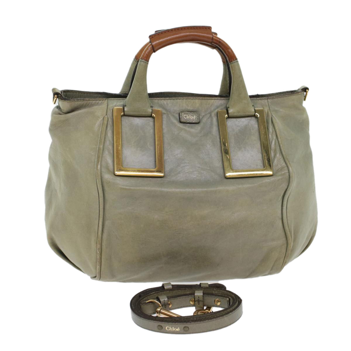 Chloe Etel Hand Bag Leather 2way Gray 03-11-50 yb181