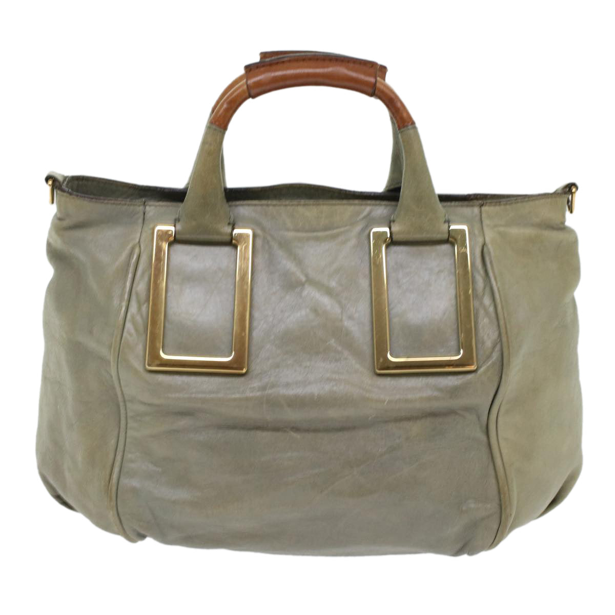 Chloe Etel Hand Bag Leather 2way Gray 03-11-50 yb181