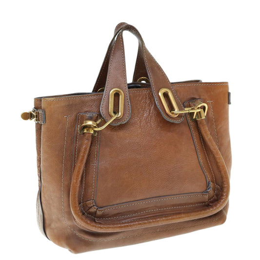 Chloe Paraty Hand Bag Leather Brown 030856 33 yb480
