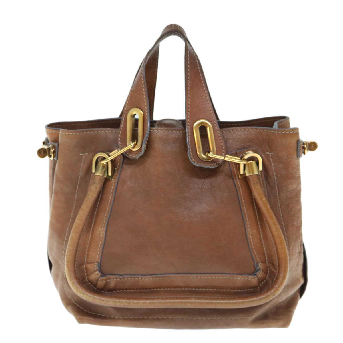 Chloe Paraty Hand Bag Leather Brown 030856 33 yb480