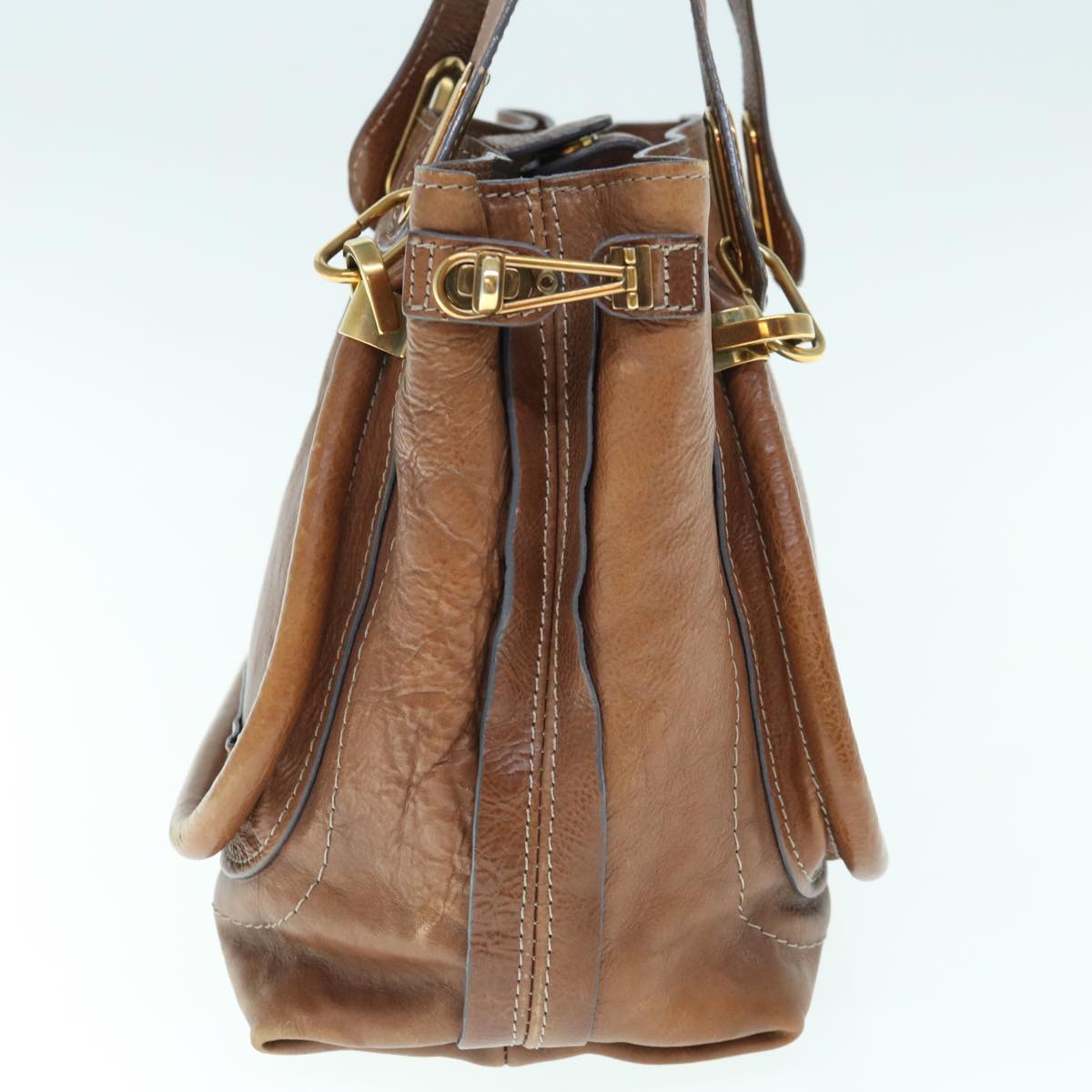 Chloe Paraty Hand Bag Leather Brown 030856 33 yb480