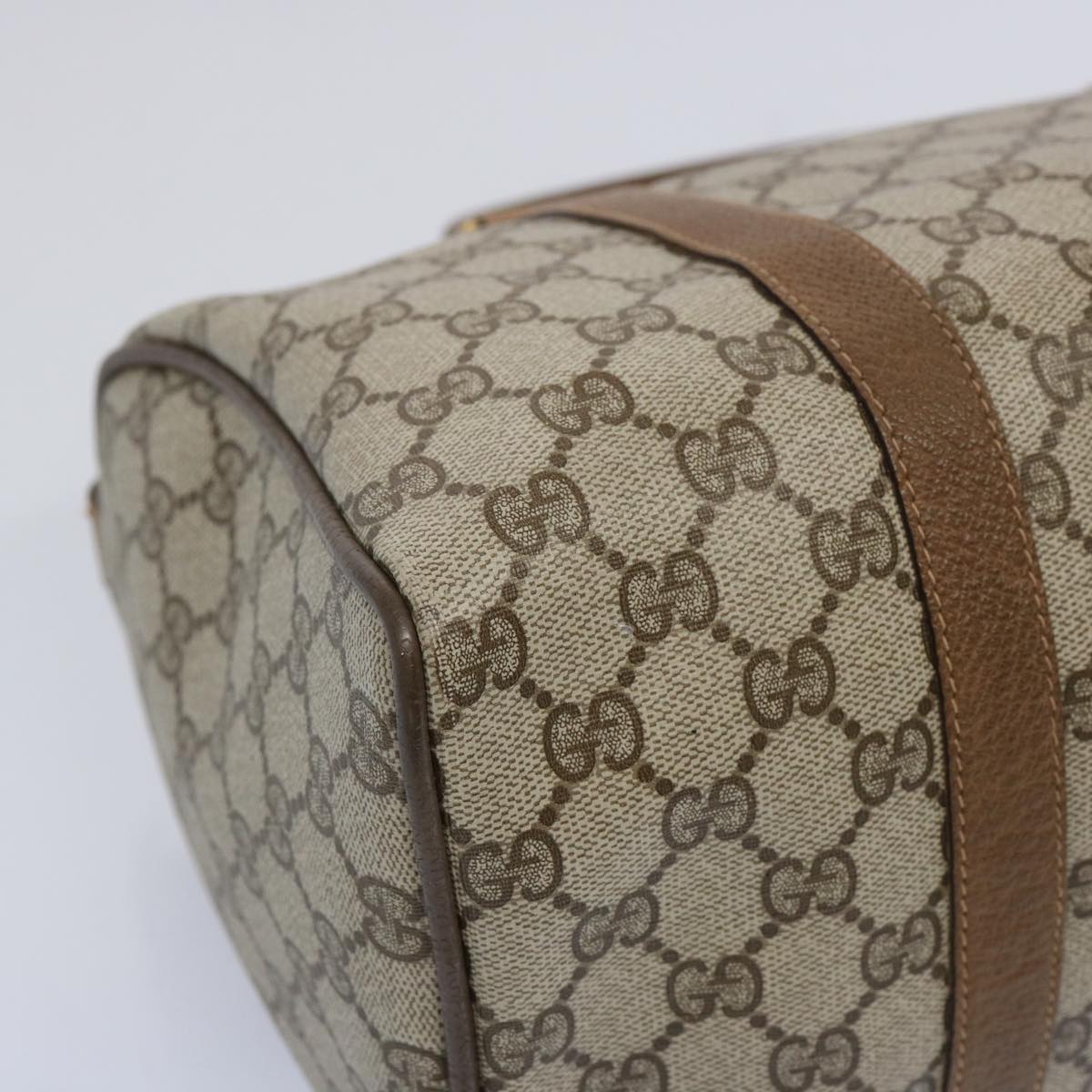 GUCCI GG Canvas Web Sherry Line Boston Bag Beige Green 111 02 007 Auth yk10448