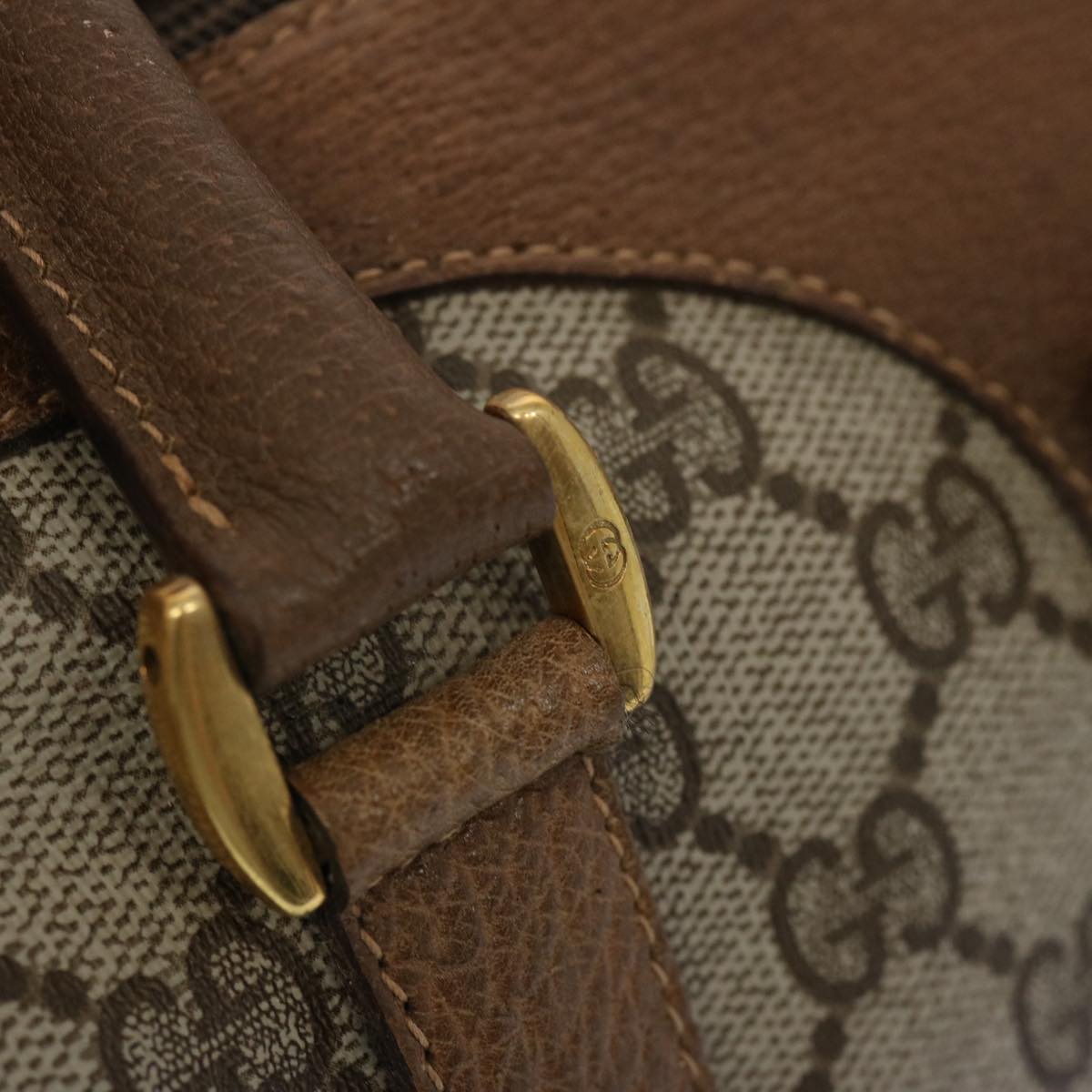 GUCCI GG Canvas Web Sherry Line Boston Bag Beige Green 111 02 007 Auth yk10448