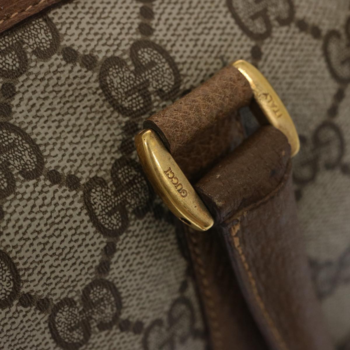 GUCCI GG Canvas Web Sherry Line Boston Bag Beige Green 111 02 007 Auth yk10448