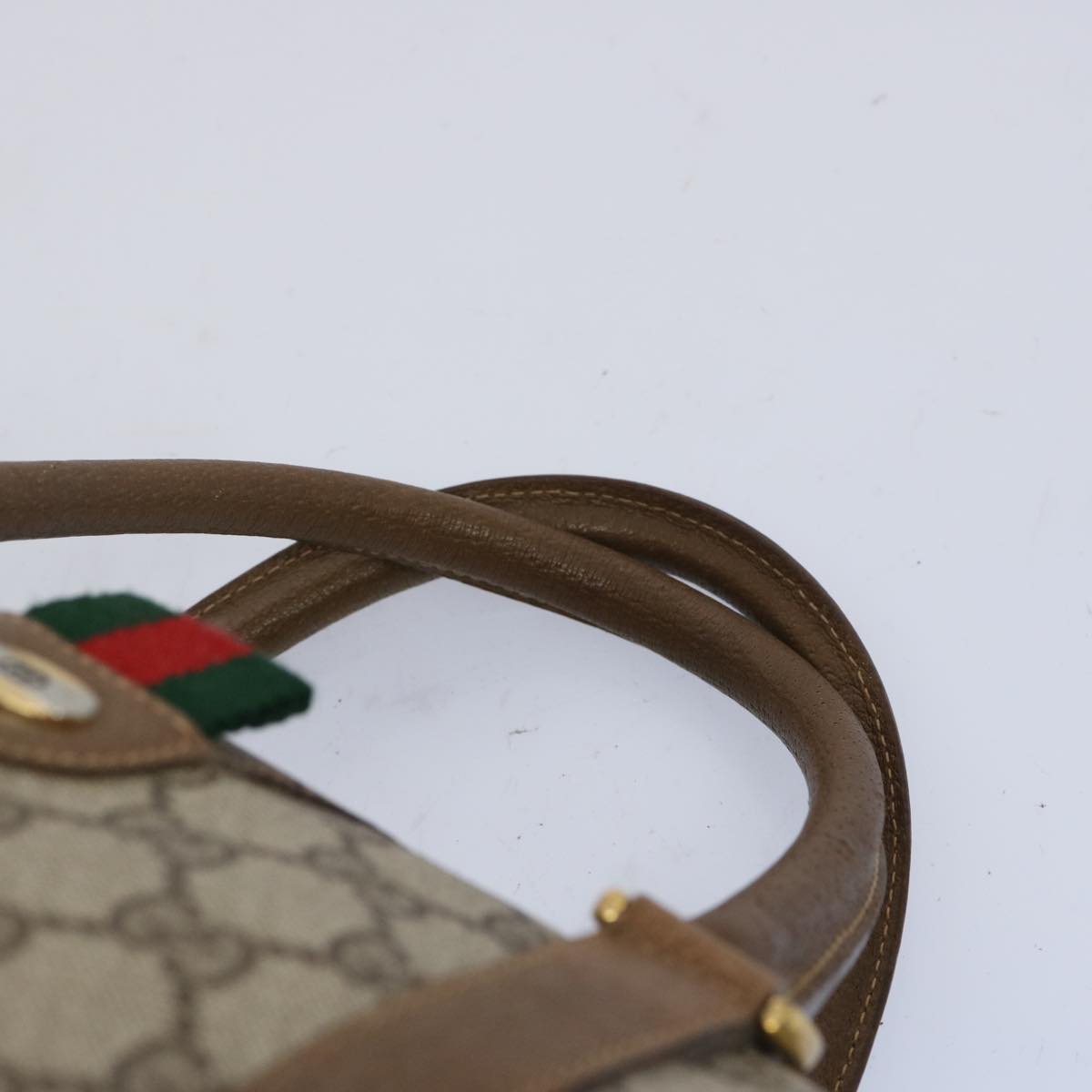 GUCCI GG Canvas Web Sherry Line Boston Bag Beige Green 111 02 007 Auth yk10448