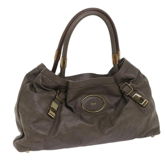 Chloe Victoria Hand Bag Leather Gray yk10590
