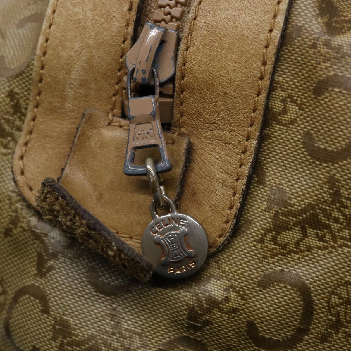CELINE C Macadam Canvas Boston Bag Beige Auth yk11254