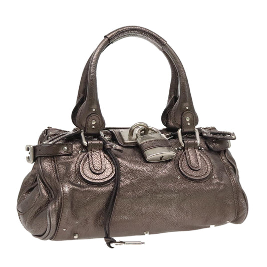 Chloe Paddington Hand Bag Leather Silver tone yk15710