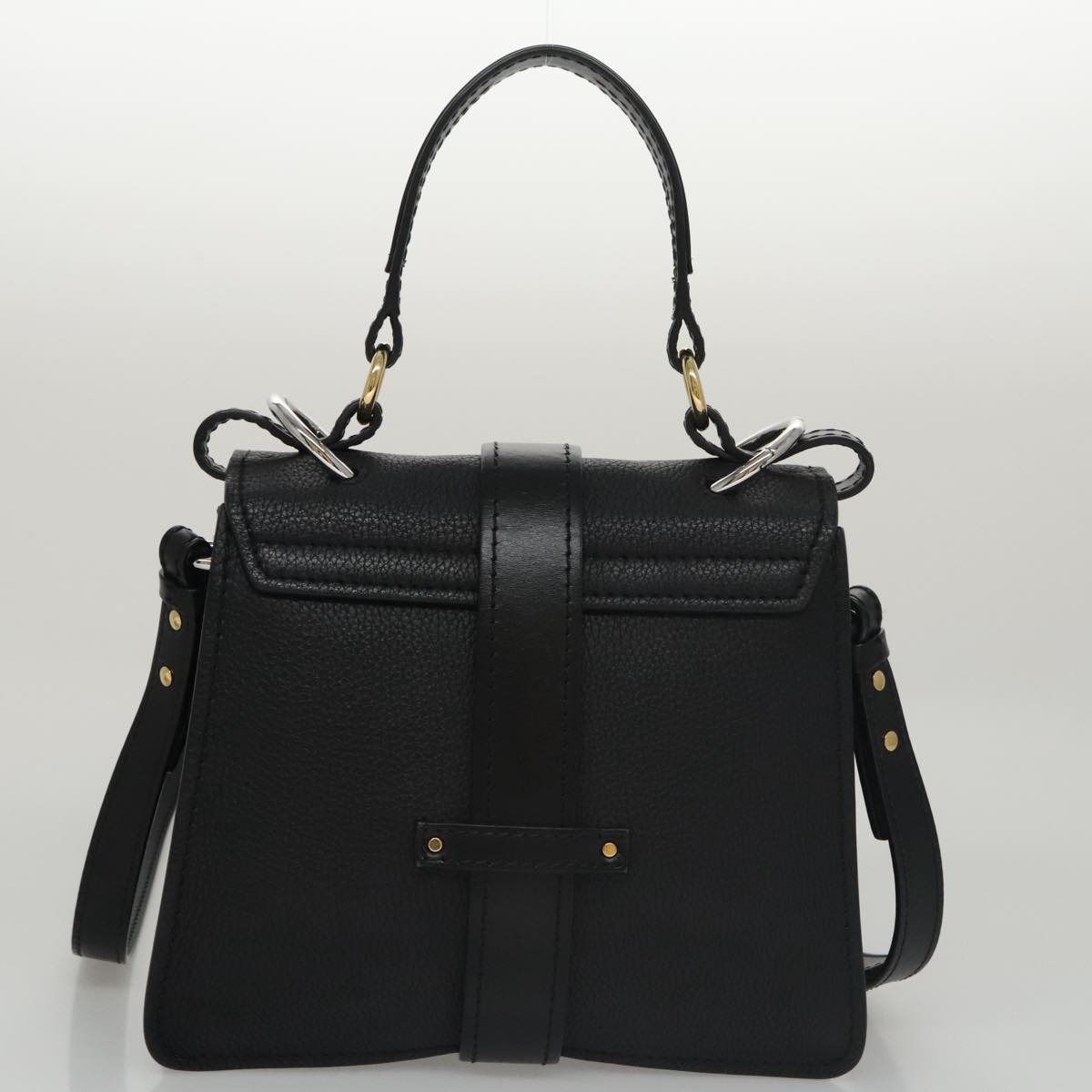 Chloe Small Day Abbey Hand Bag Leather 2way Black yk16365A