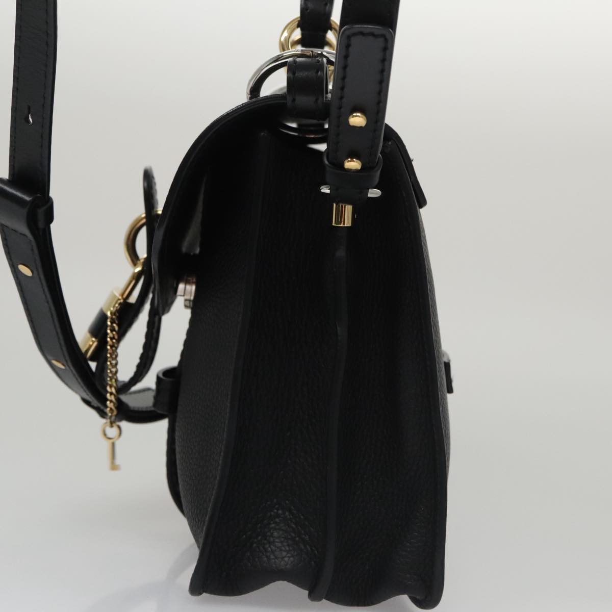 Chloe Small Day Abbey Hand Bag Leather 2way Black yk16365A