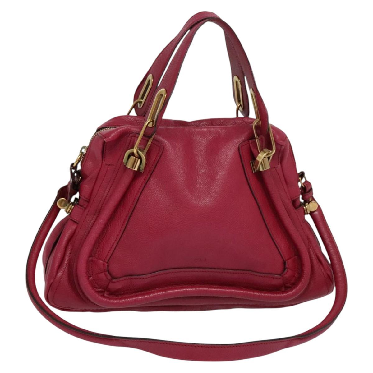 Chloe Paraty Hand Bag Leather 2way Pink Gold yk17155